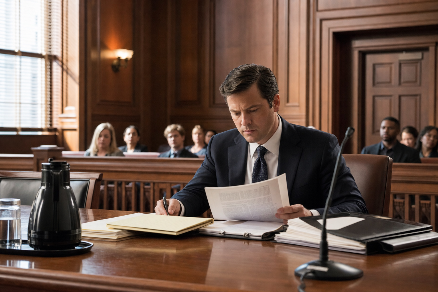 Trial support team in courtroom